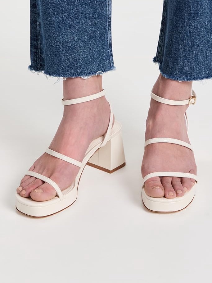 Larroude White Patent Gio Sandals Heels Platforms Size 6